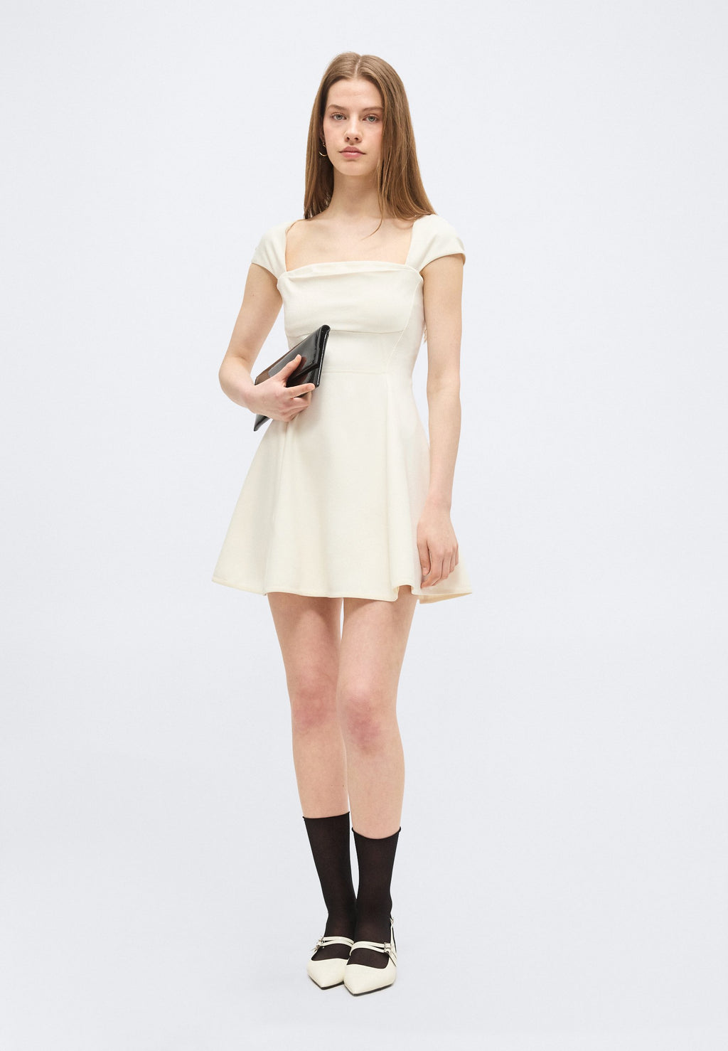 DRASERA - Jersey dress - open white
