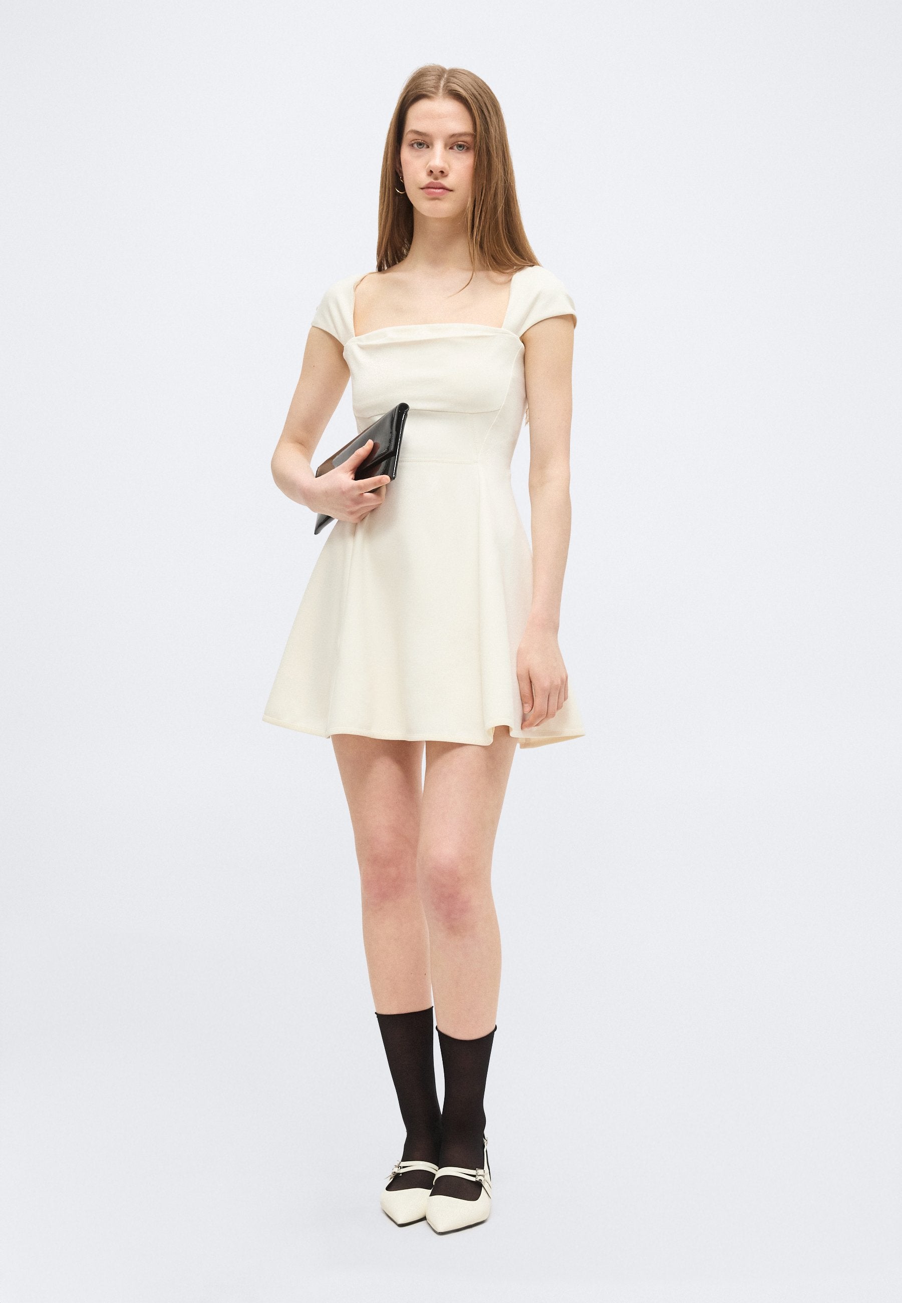 DRASERA - Jersey dress - open white