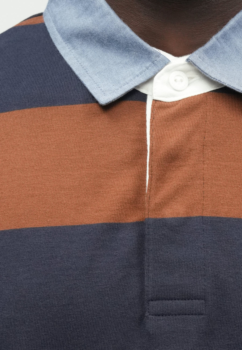 CHAMBRAY STRIPE HEAVY RUGGER - Polo shirt - mahogany brown