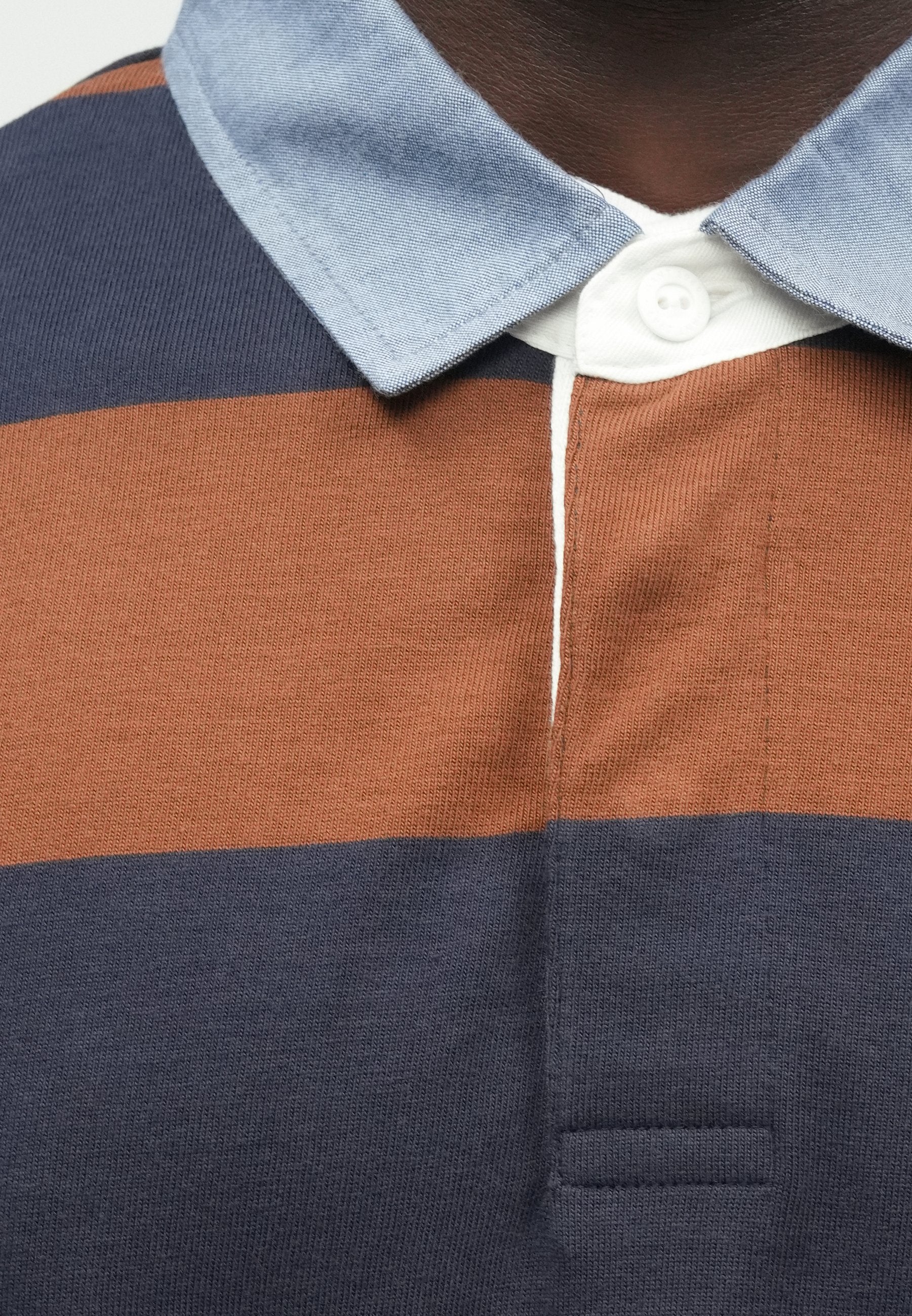 CHAMBRAY STRIPE HEAVY RUGGER - Polo shirt - mahogany brown