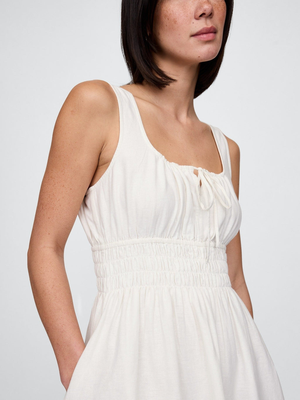 TIE SMOCKED MINI DRESS - Day dress - new off white