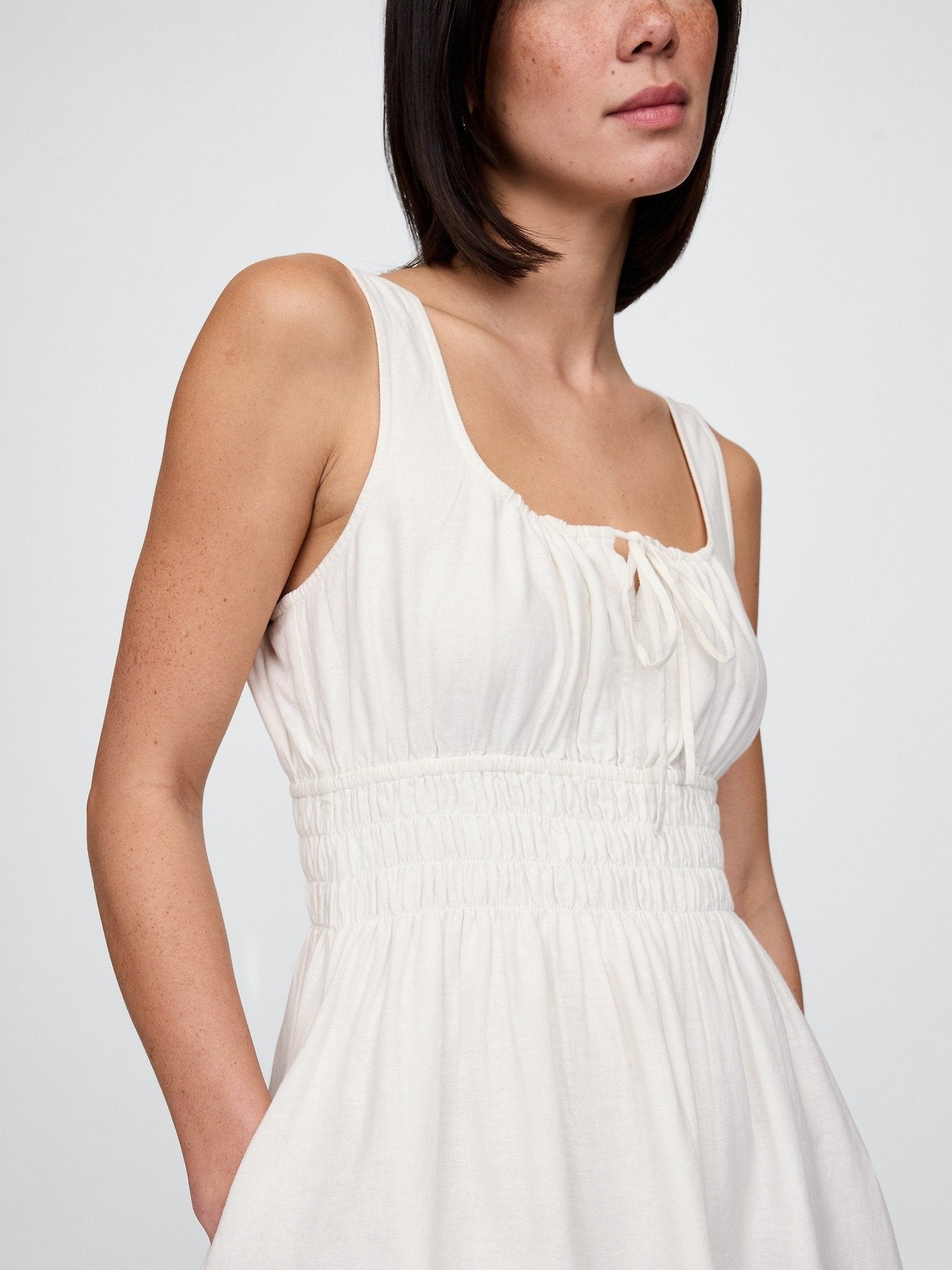 TIE SMOCKED MINI DRESS - Day dress - new off white