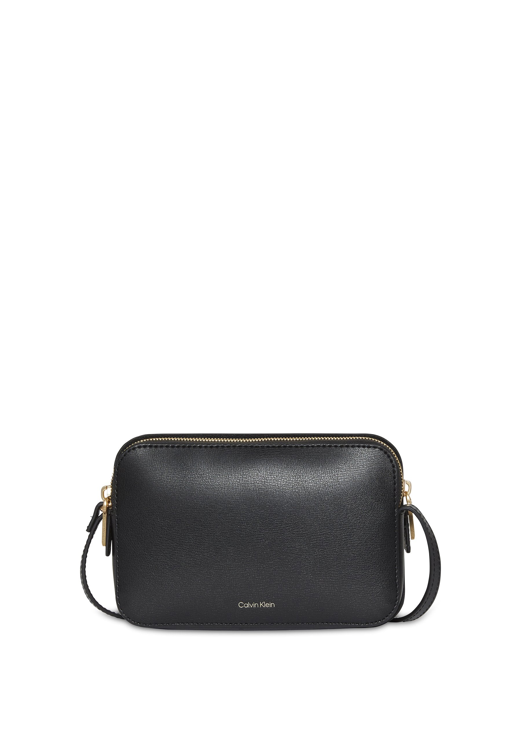 FOIL LOGO ELONGATED CAMERA BAG - Cross body bag - black/toasted coconut