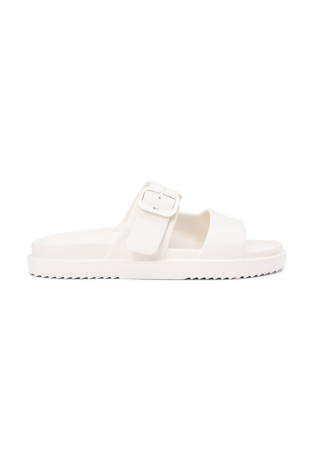 DOUBLE STRAP ENAMEL FLAG LIGHTWEIGHT SANDALS - Sandals - soft cream