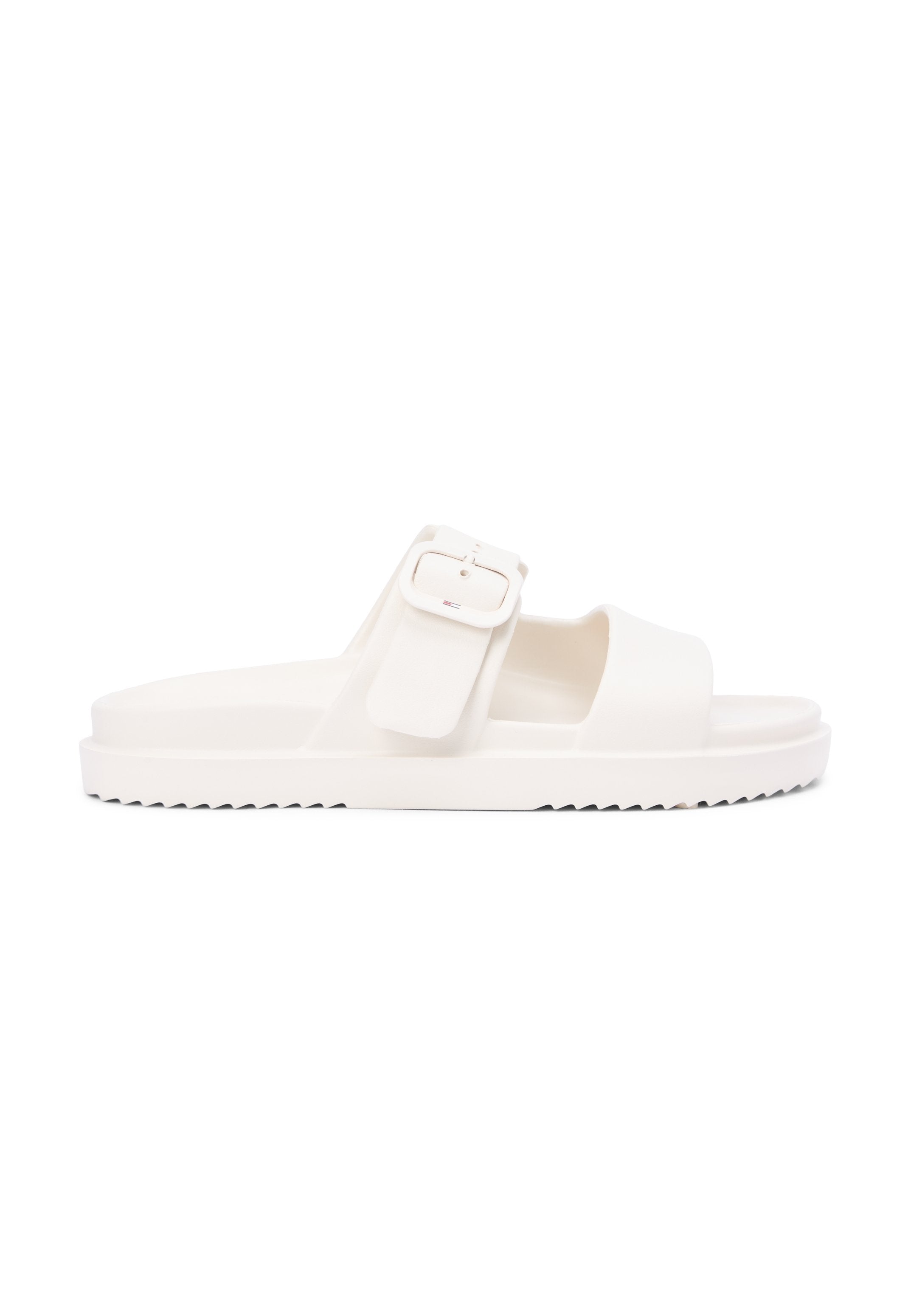 DOUBLE STRAP ENAMEL FLAG LIGHTWEIGHT SANDALS - Sandals - soft cream