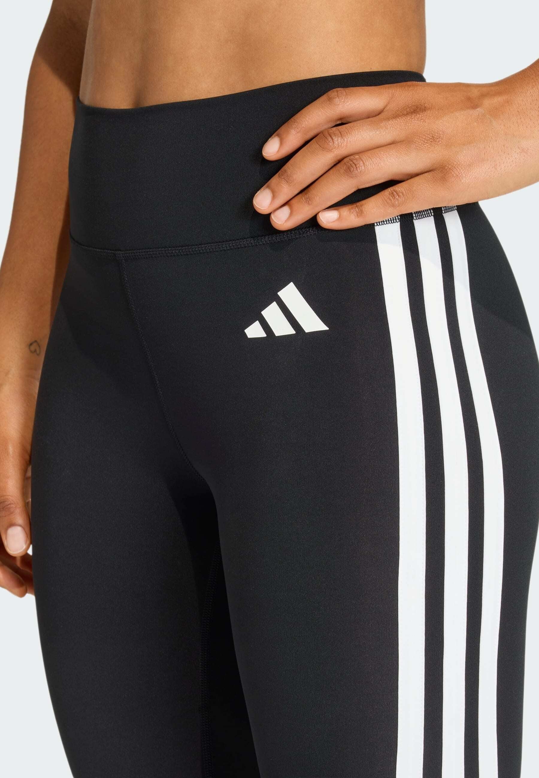 OPTIME ESSENTIALS WORKOUT 3 STRIPES 3/4 - 3/4 sports trousers - black/white