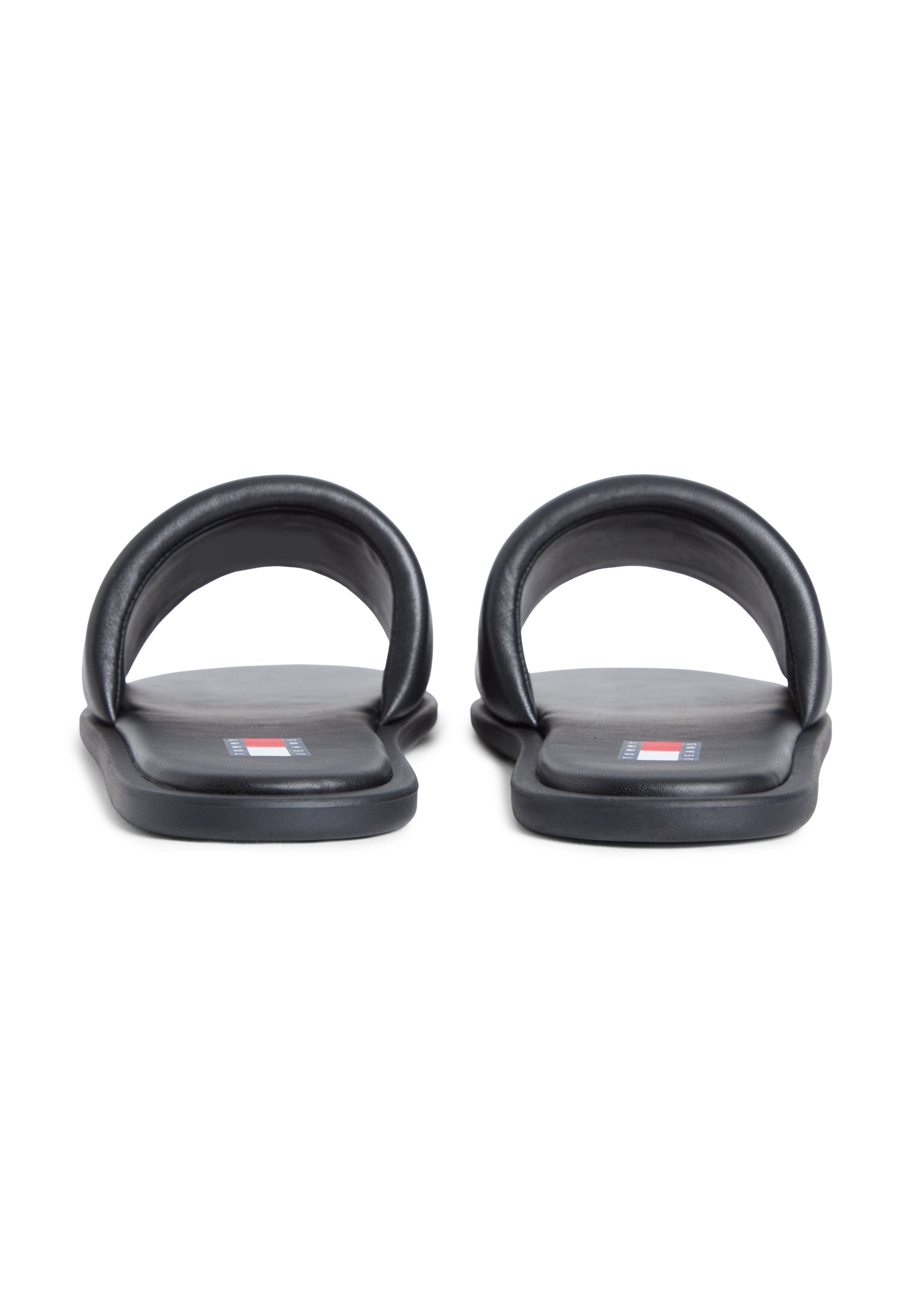 LEATHER PADDED STRAP SLIDES - Mules - black
