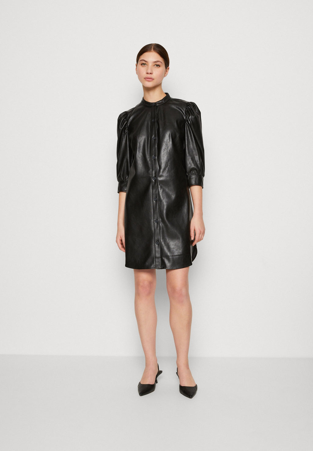 PUFF SHIRTDRESS - Shirt dress - black