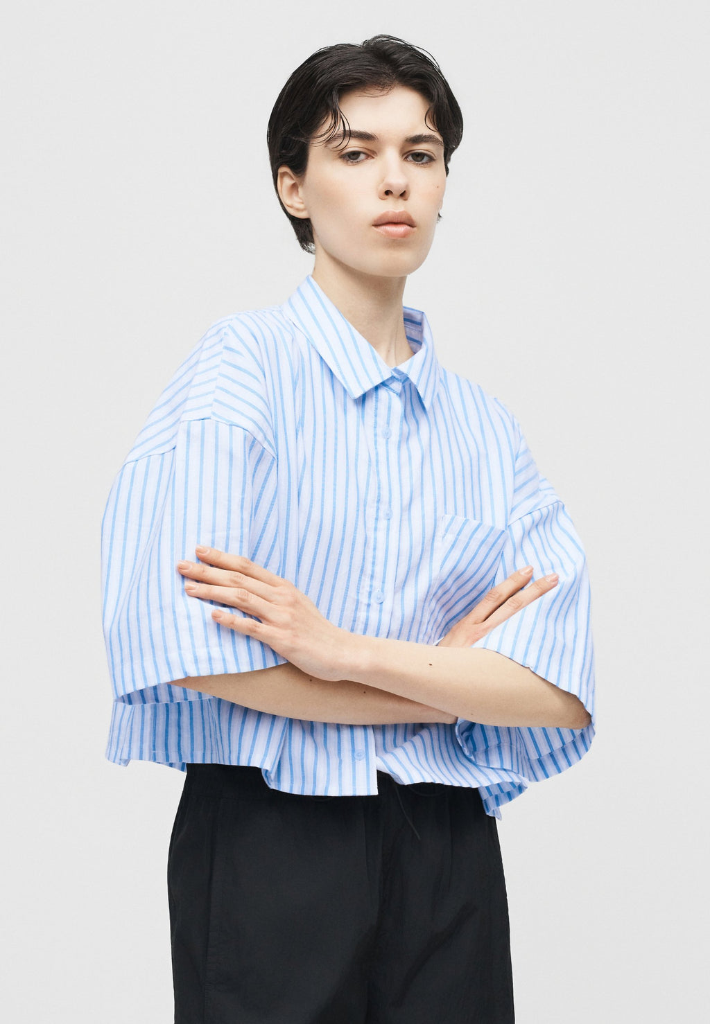 Button-down blouse - light blue