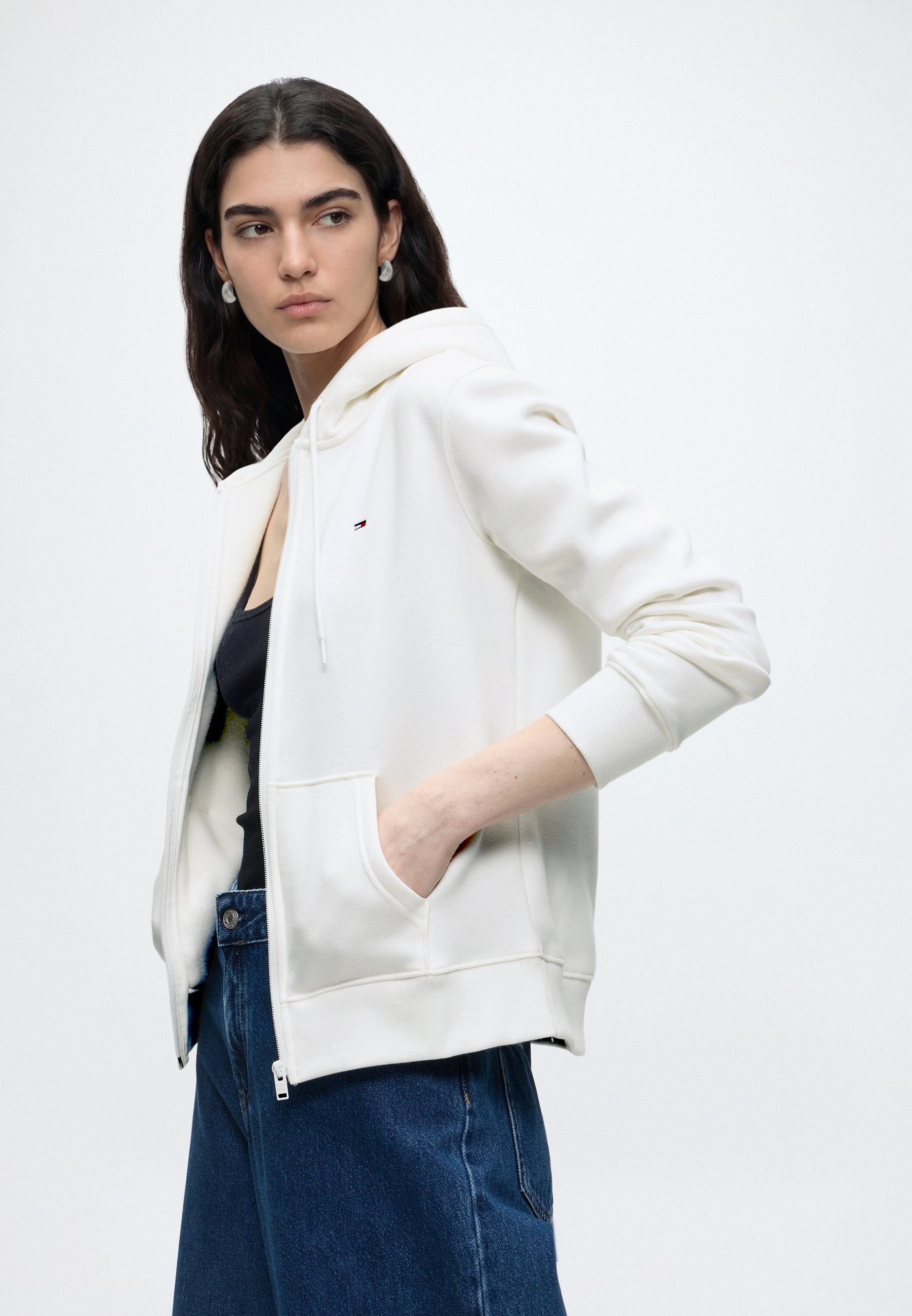 FLAG ZIP  - Zip-up sweatshirt - ecru