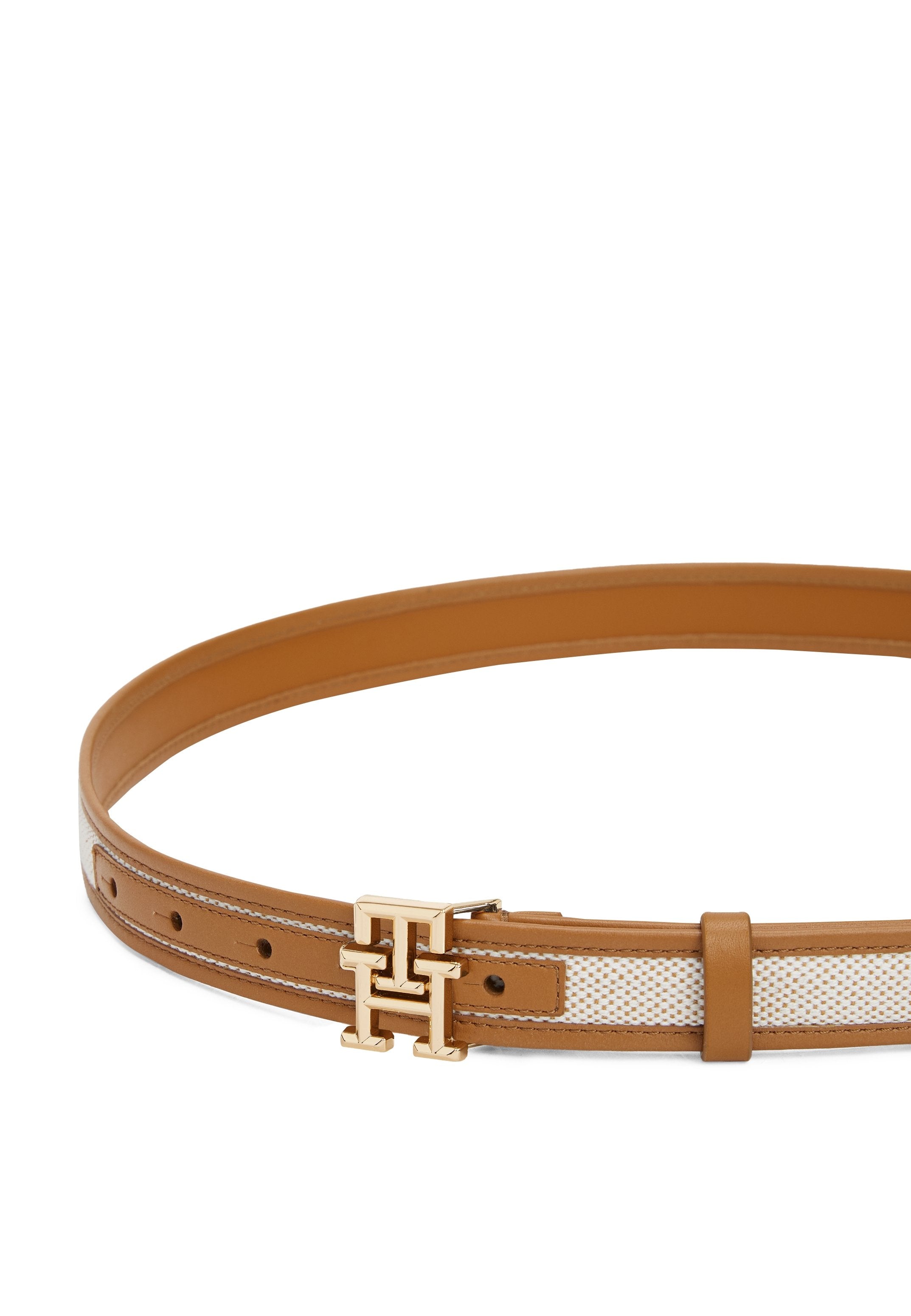 TH MONOGRAM CANVAS LEATHER BELT - Belt - brown