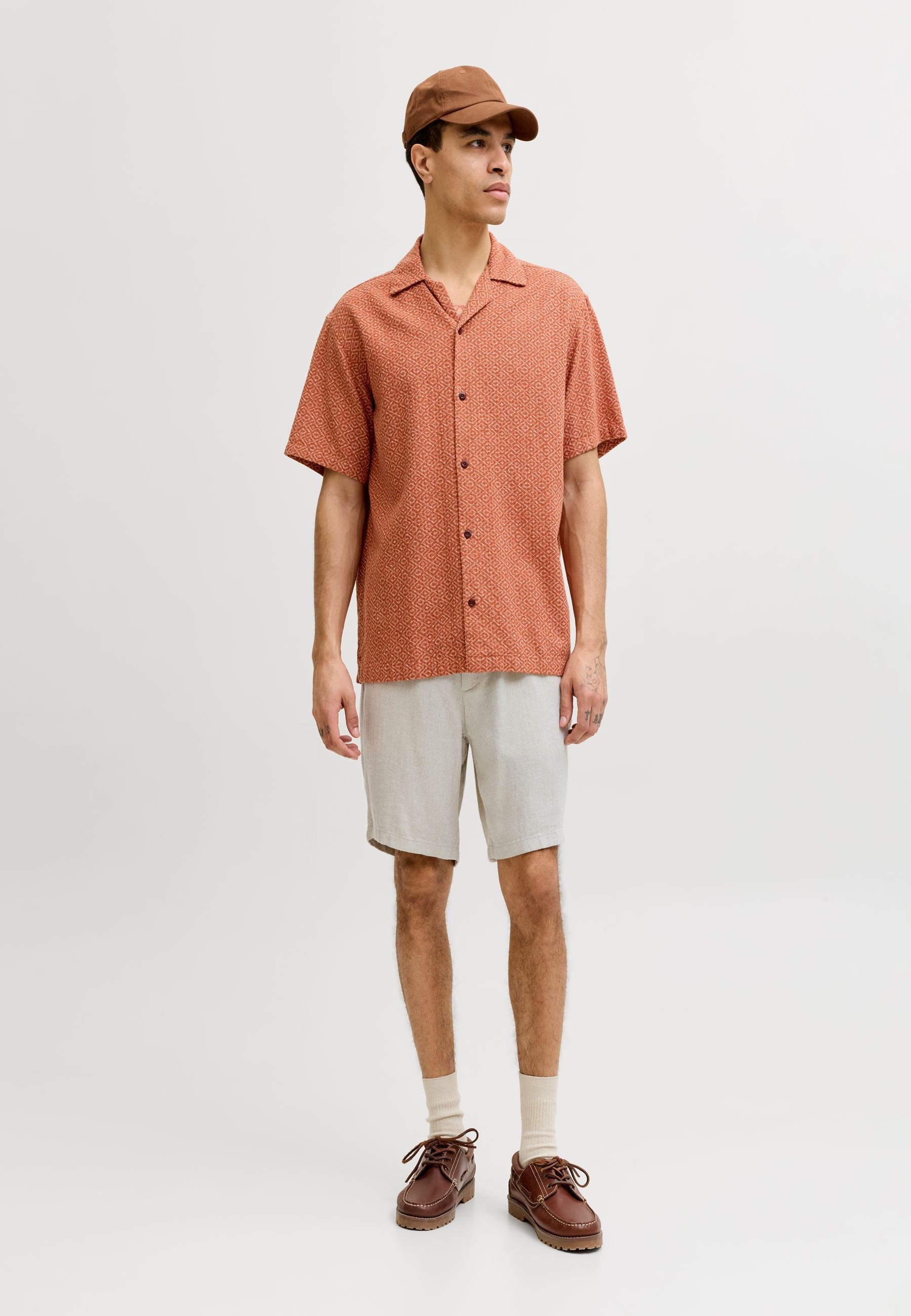 Tapered Fit - Shorts - vetiver detail herringbone