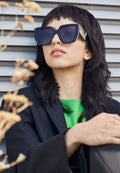 GG OVERSIZED SQUARE ACETATE SUNGLASSES - Sunglasses - black/grey