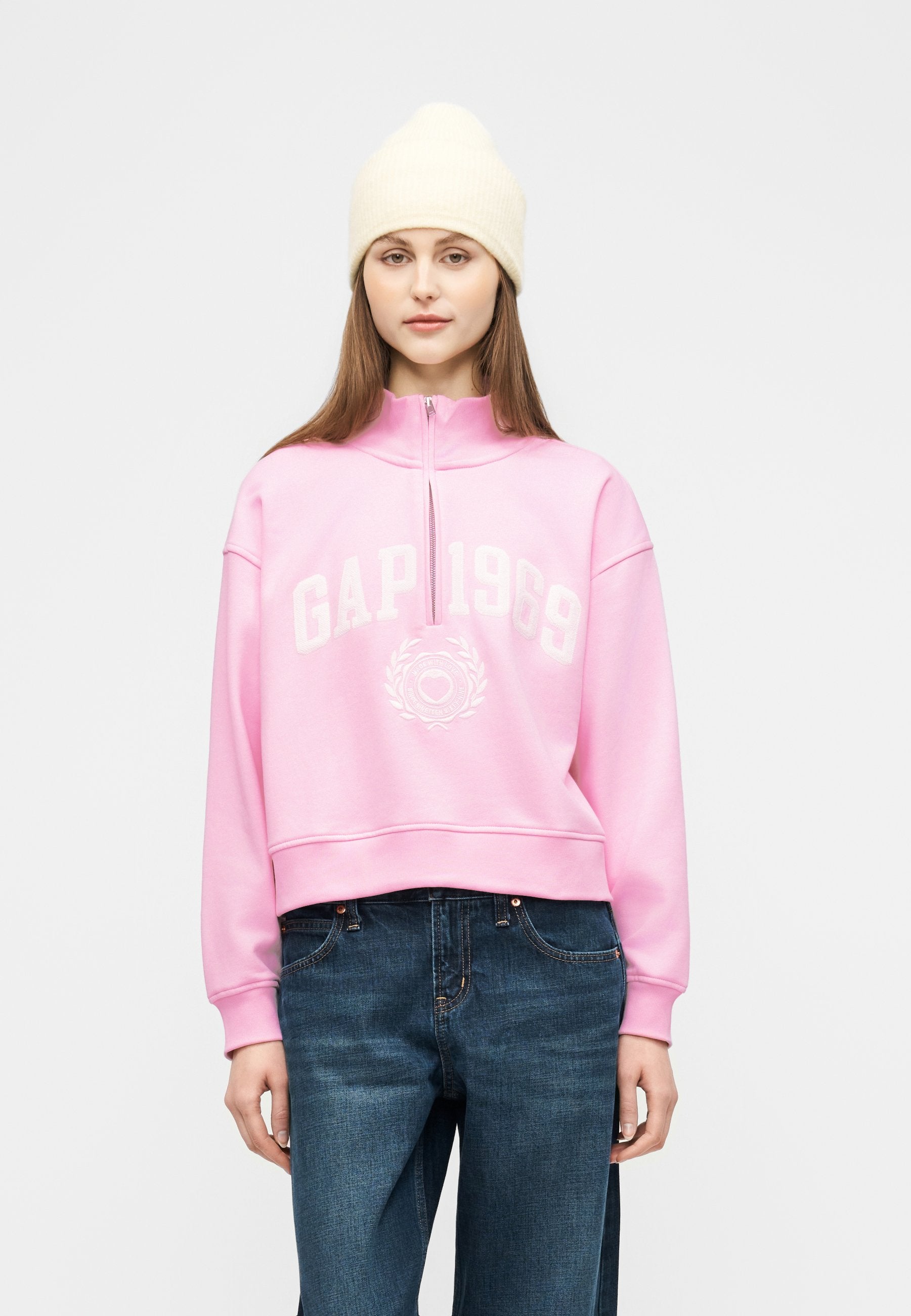 LOGO JAN HALF ZIP - Sweatshirt - primrose pink