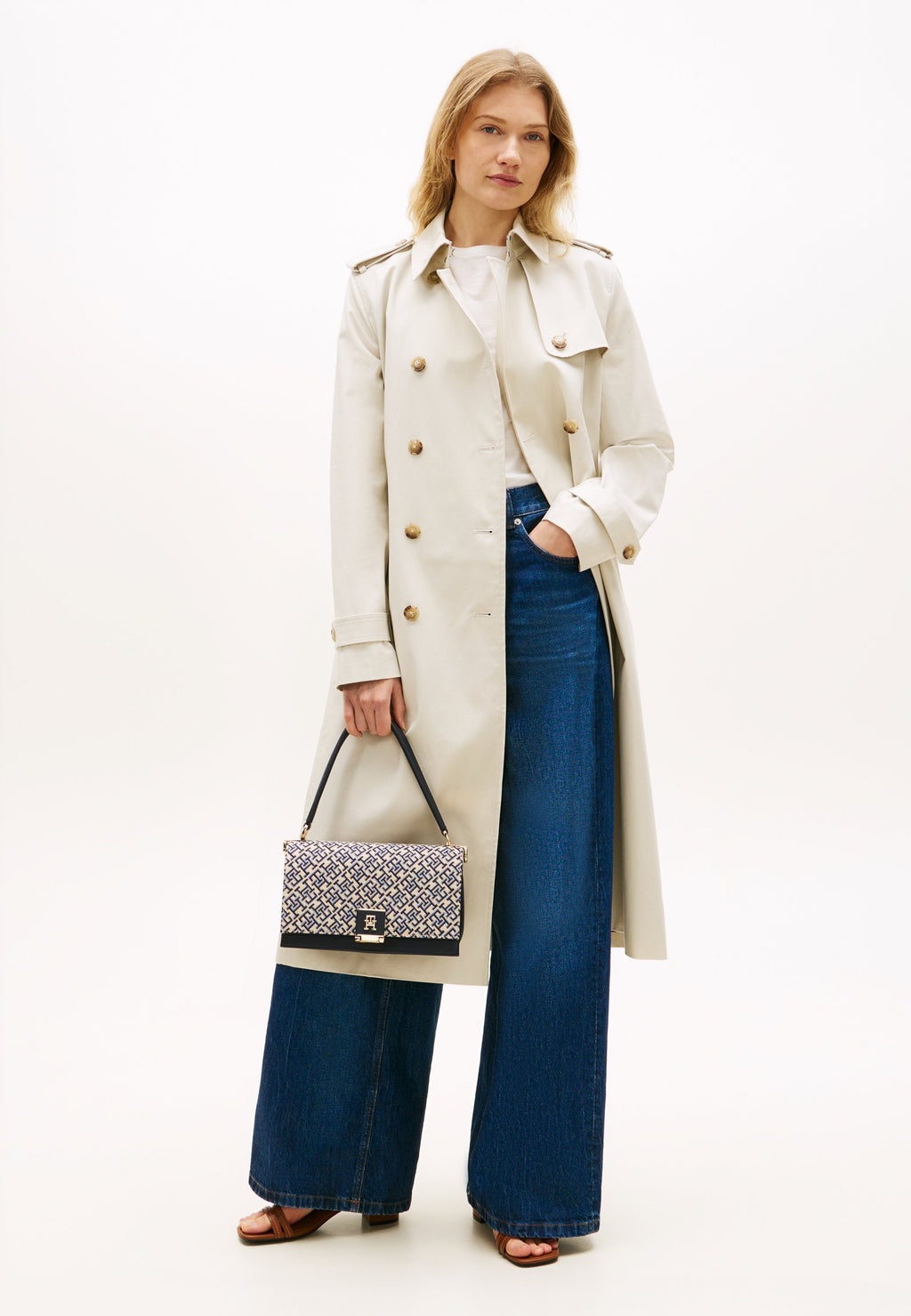 TH MONOGRAM JACQUARD CROSSBODY BAG - Handbag - blue mono