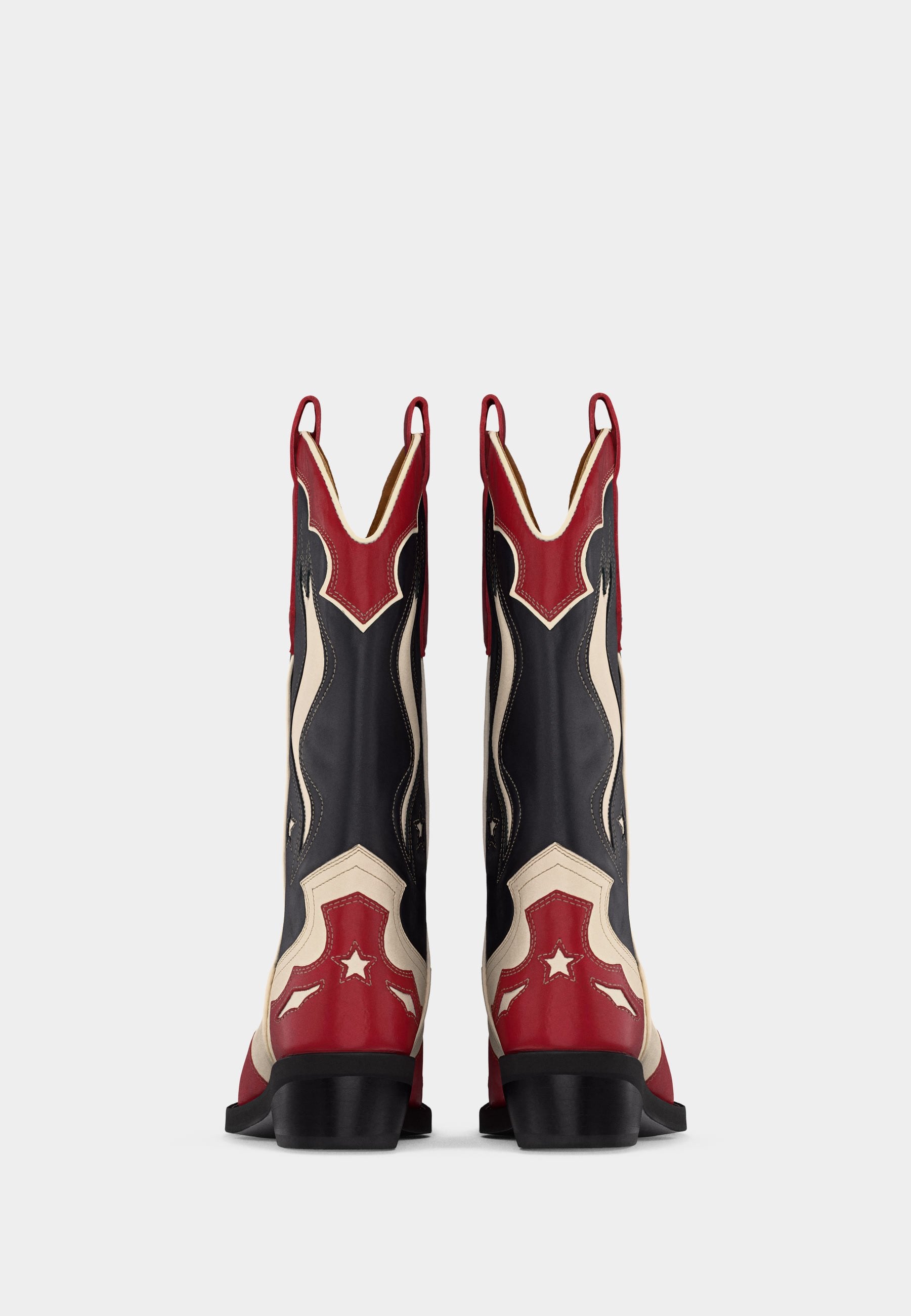 Cowboy/Biker boots - red/white/blue