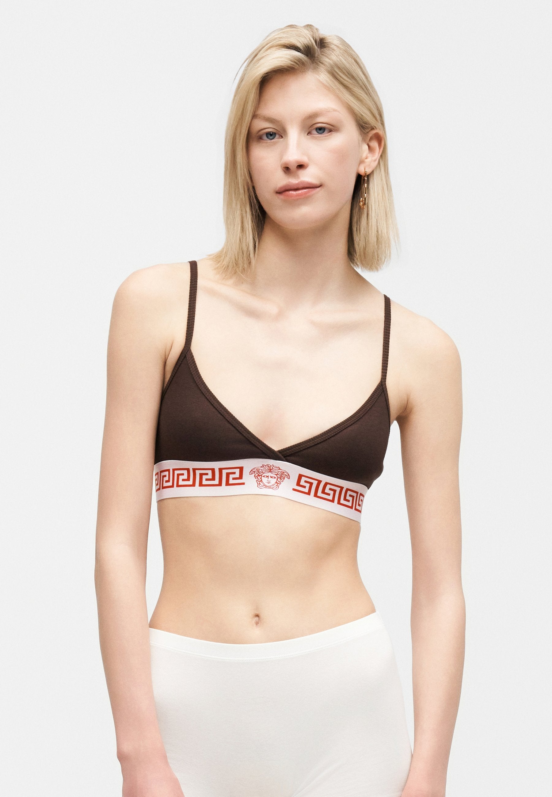Bustier - chocolate/white/bright red