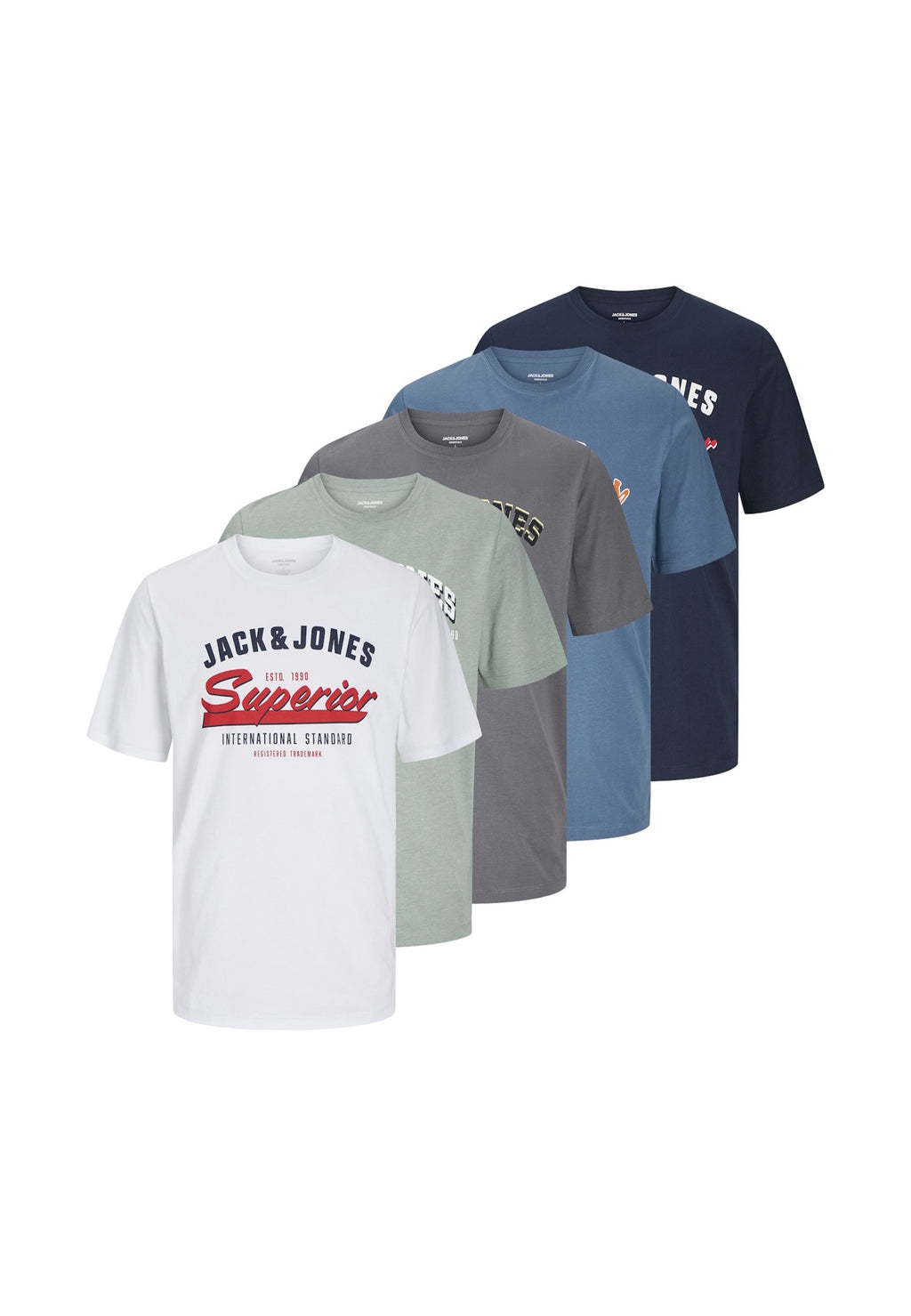 JJELOGO TEE O NECK 5 PACK - Print T-shirt - blau
