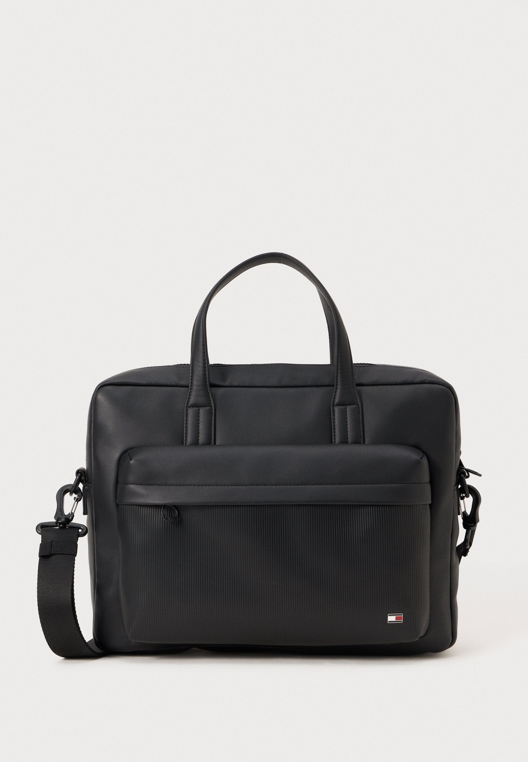 SAC À ORDINATEUR PORTABLE À POCHES CÔTELÉES AVEC DRAPEAU HILFIGER - Sac à ordinateur portable - noir