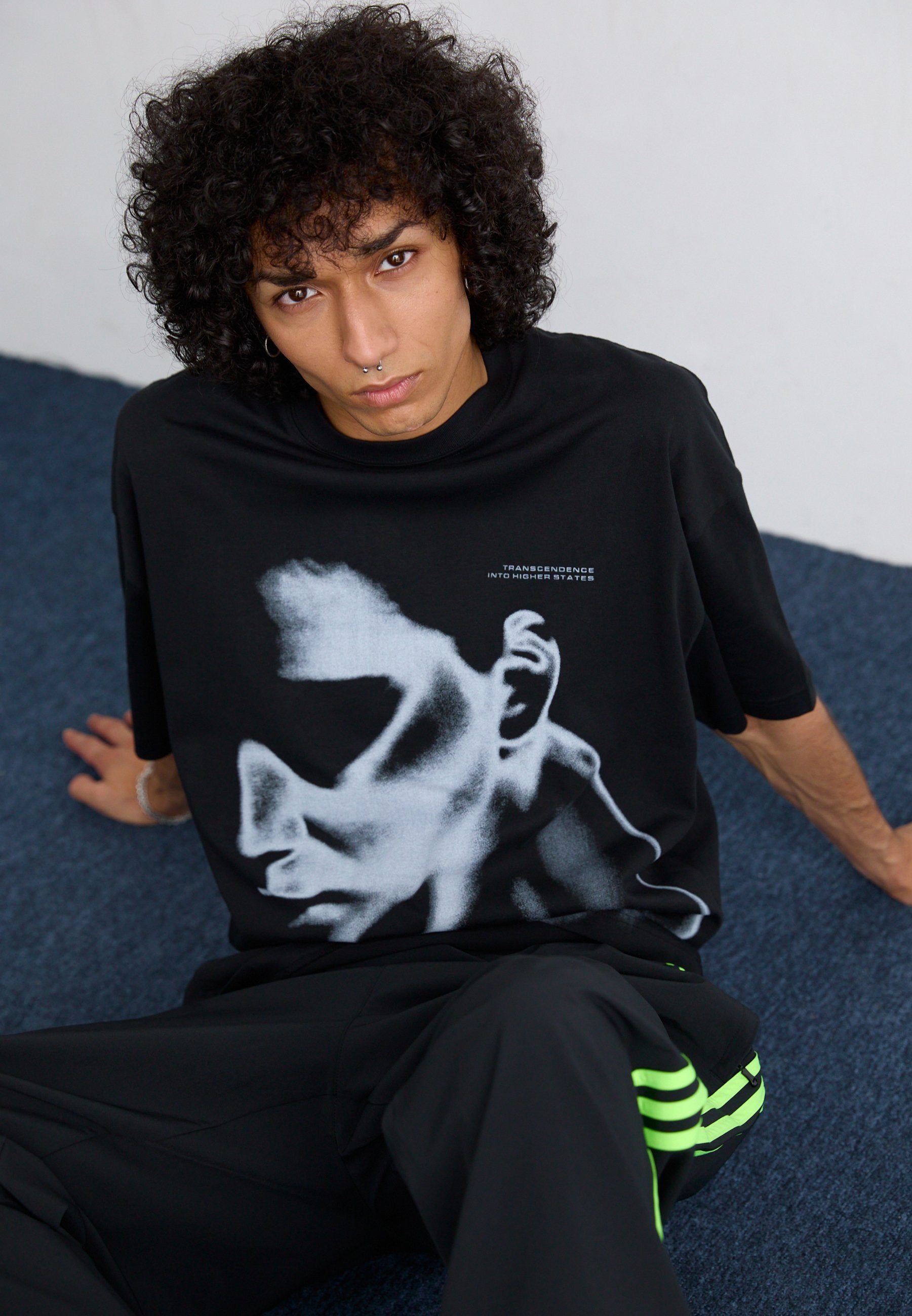 DRILL - Tracksuit bottoms - black/signal green