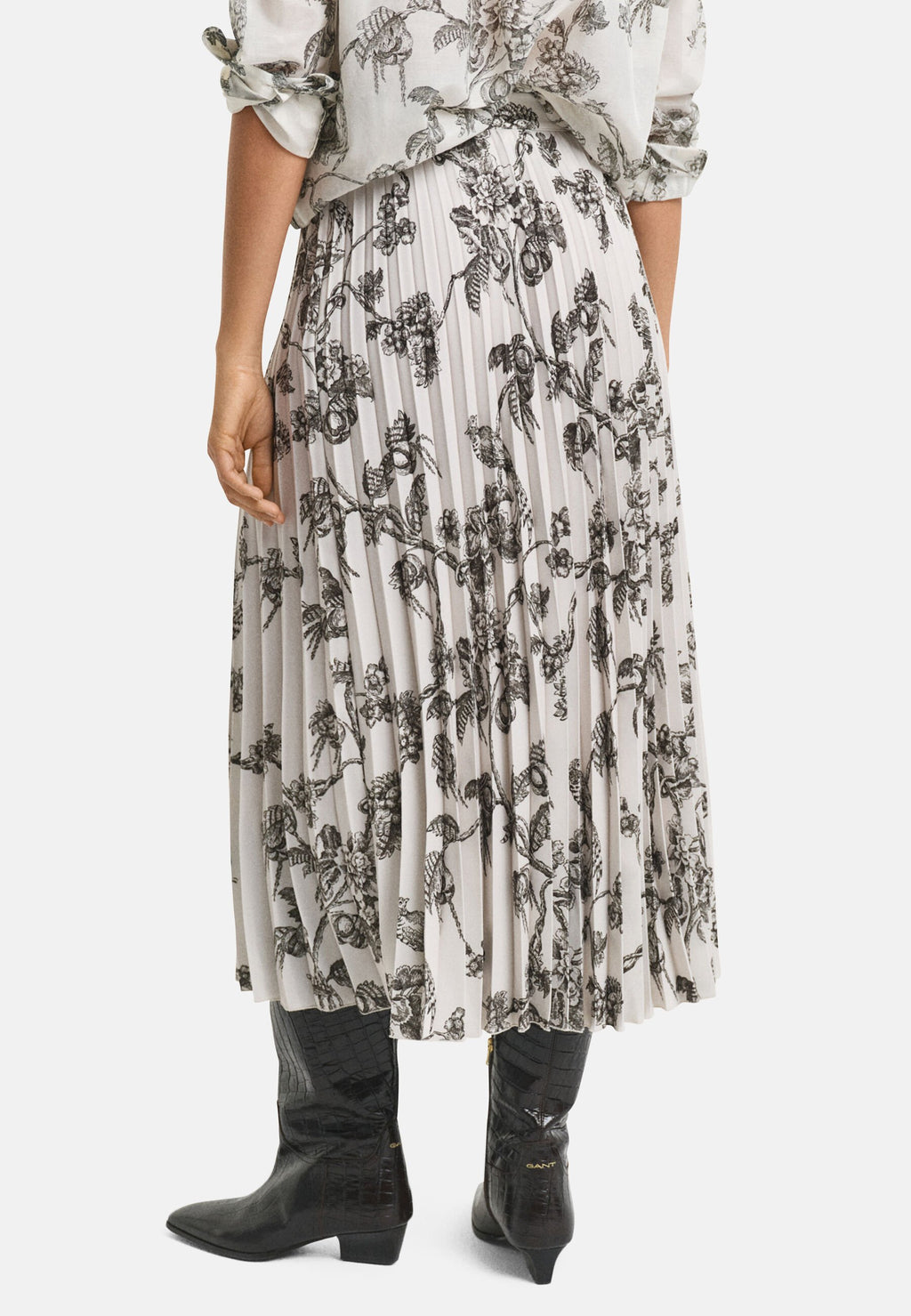 MIDI TREE PRINT  - Pleated skirt - green lagoon