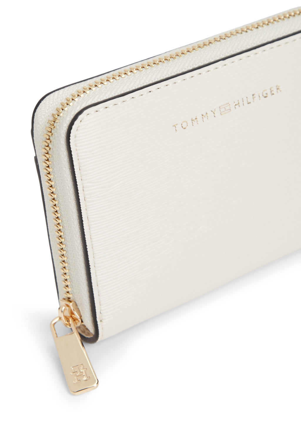 METALLIC LOGO ZIP-AROUND TEXTURED WALLET - Wallet - soft cream