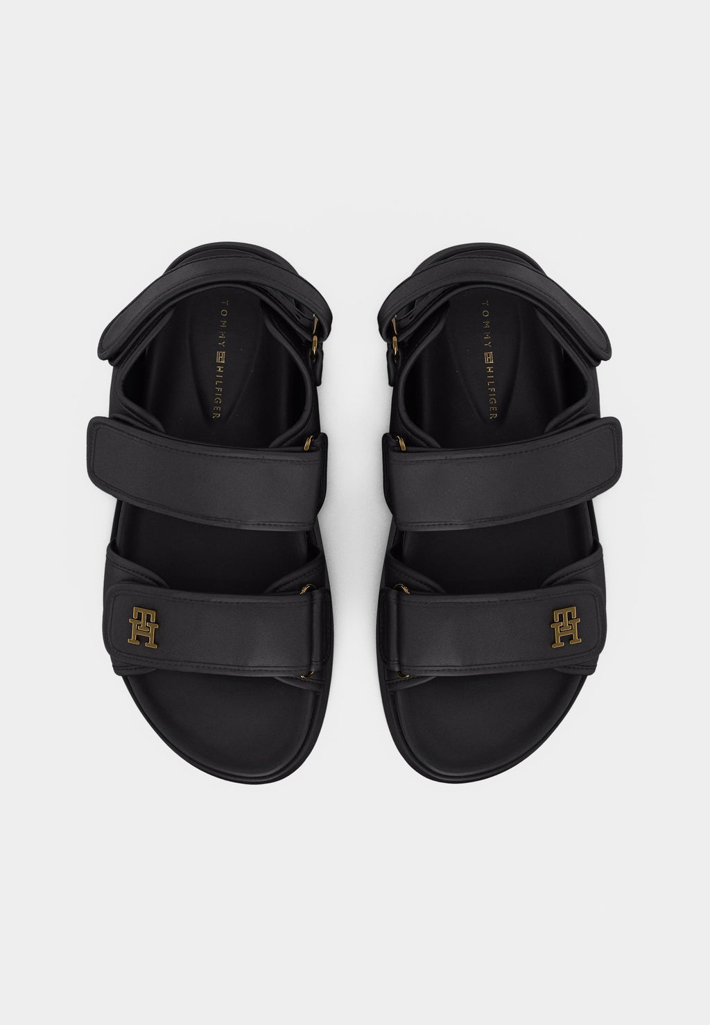 LEATHER TH MONOGRAM PLATFORM SANDALS - Platform sandals - black