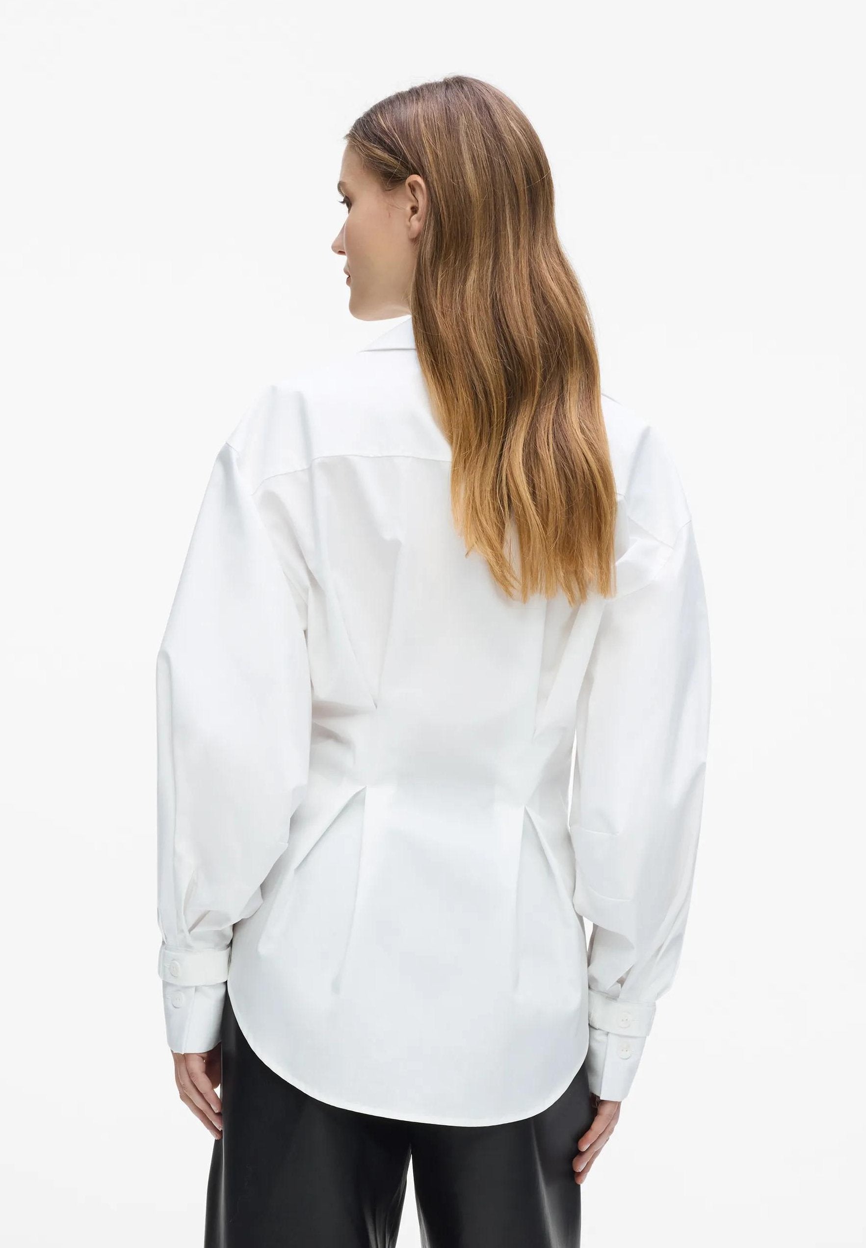 DOUBLE BREASTED POPLIN - Button-down blouse - white