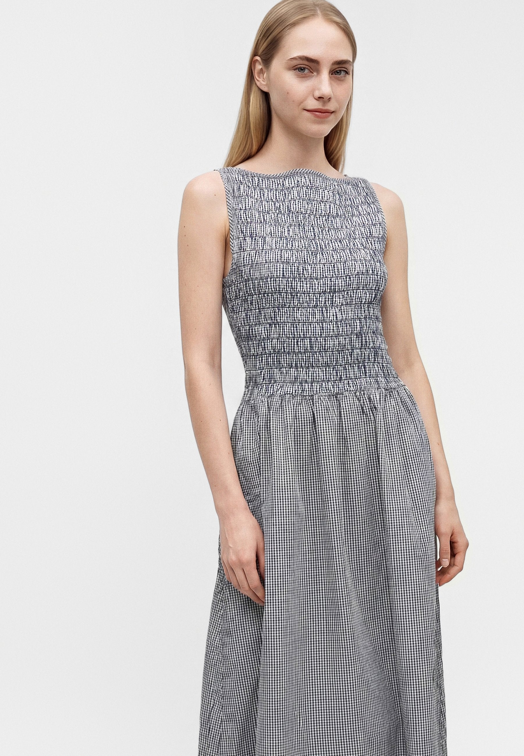 SMOCKED APRON DRESS - Day dress - navy