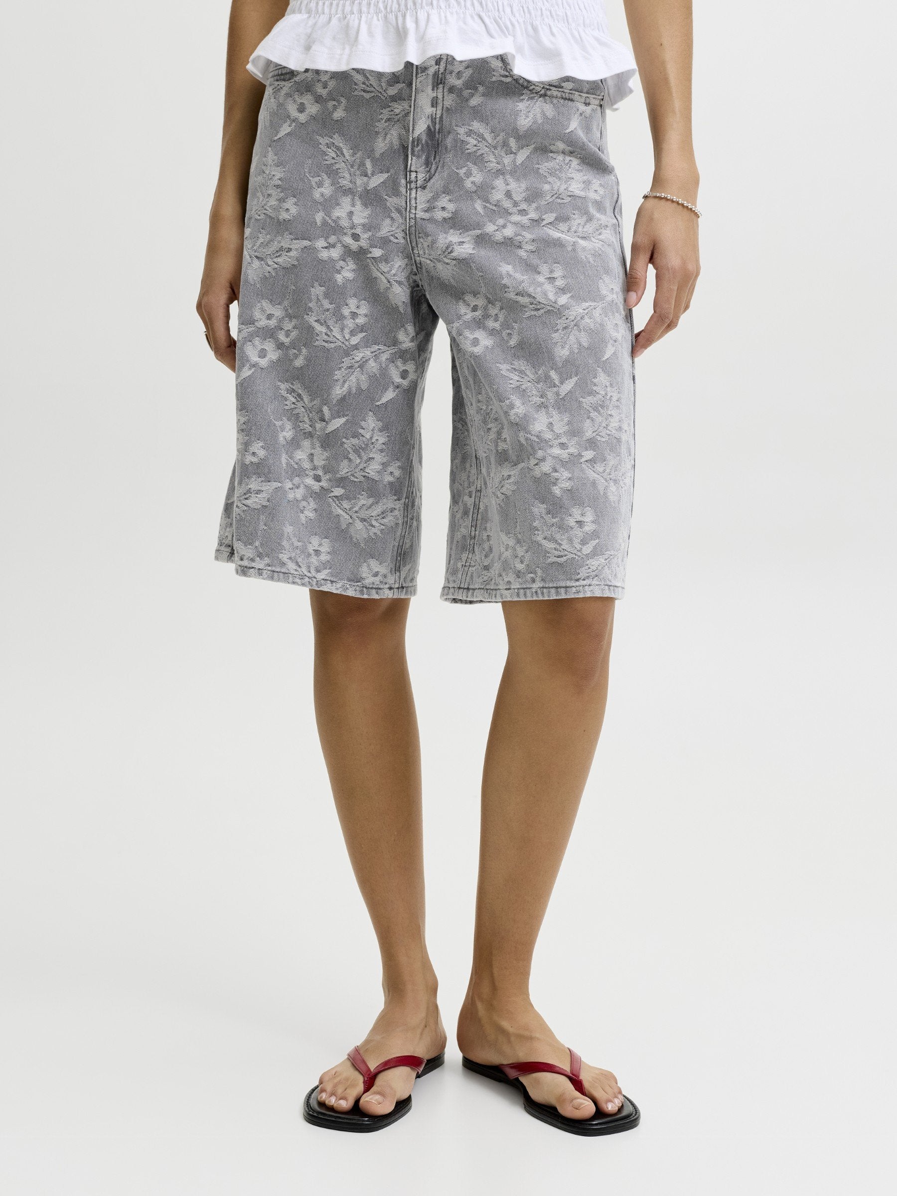 JXTOKYO LONG - Denim shorts - grey denim