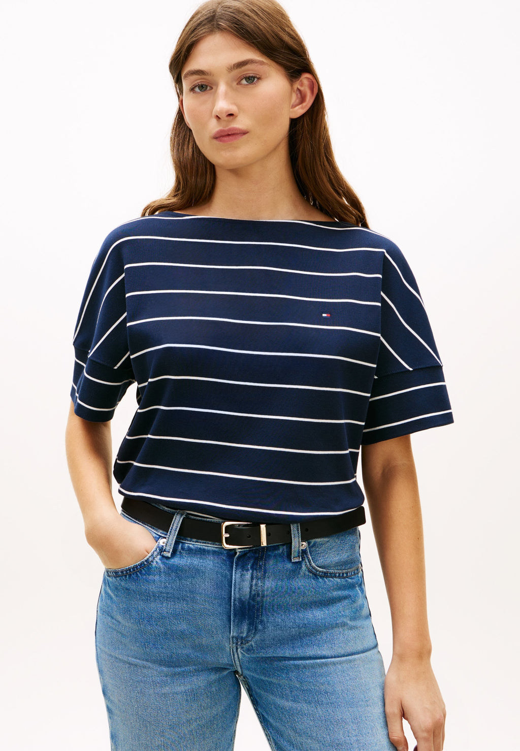 تي شيرت BOAT NECK GROWN-ON SLEEVE - تي شيرت مطبوع - ليلي داكن/إكر