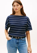 تي شيرت BOAT NECK GROWN-ON SLEEVE - تي شيرت مطبوع - ليلي داكن/إكر