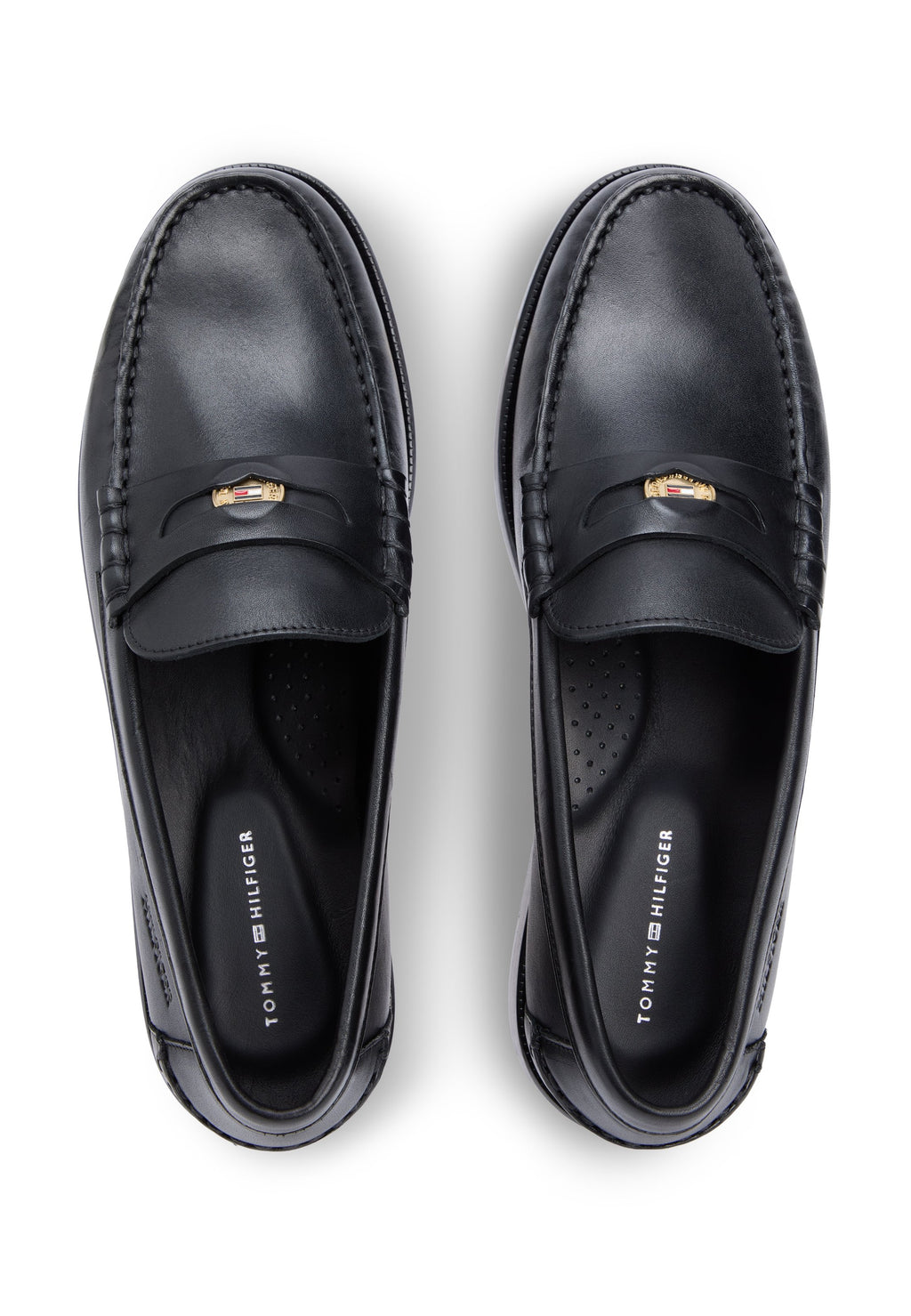 LEATHER COLOUR-BLOCKED LOAFERS - Slip-ons - black