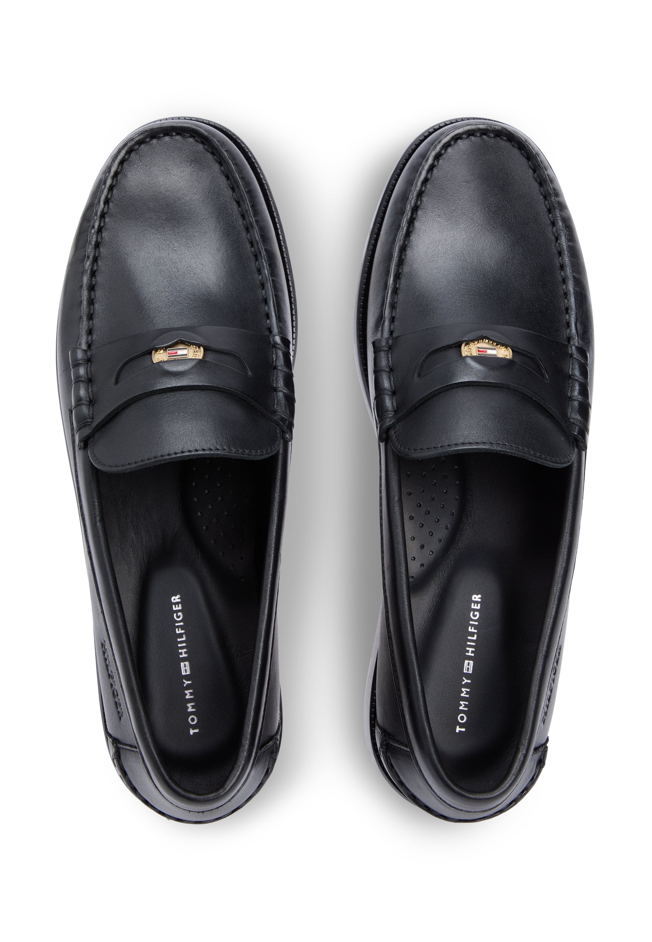 LEATHER COLOUR-BLOCKED LOAFERS - Slip-ons - black