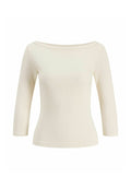 JXFIFI STR 3/4 BOATNECK TOP JRS NOOS - Long sleeved top - antique white