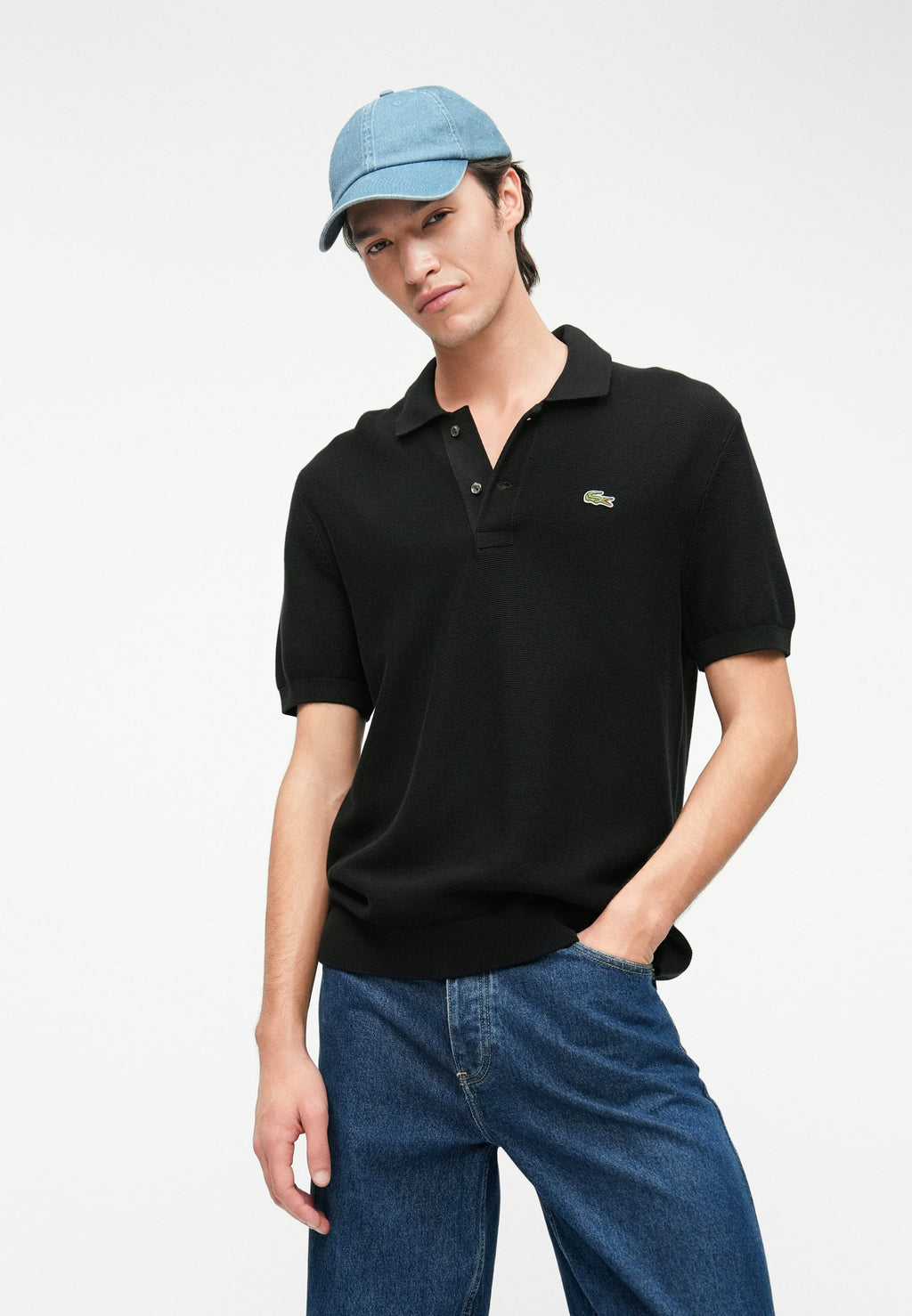 KNIT POLO - Polo shirt - black