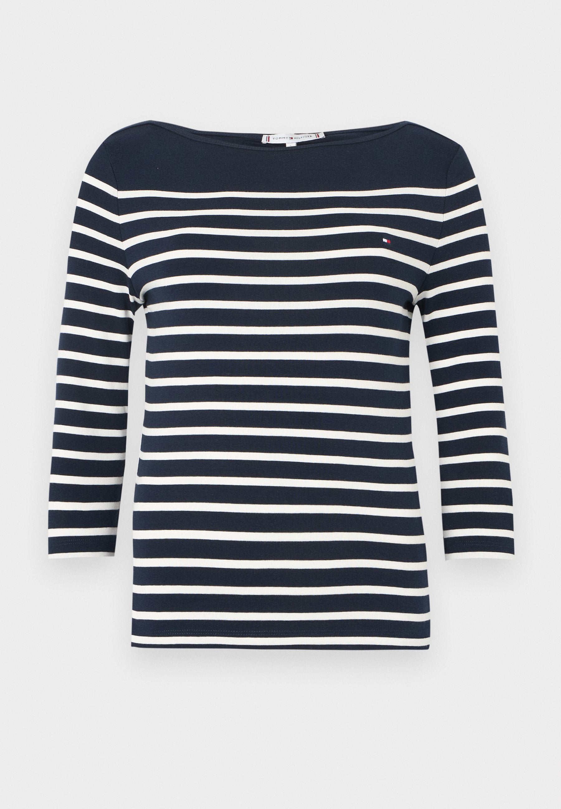 TEE-SHIRT COL BATEAU MANCHES TROIS QUARTS - Top à manches longues - dark night navy/écru