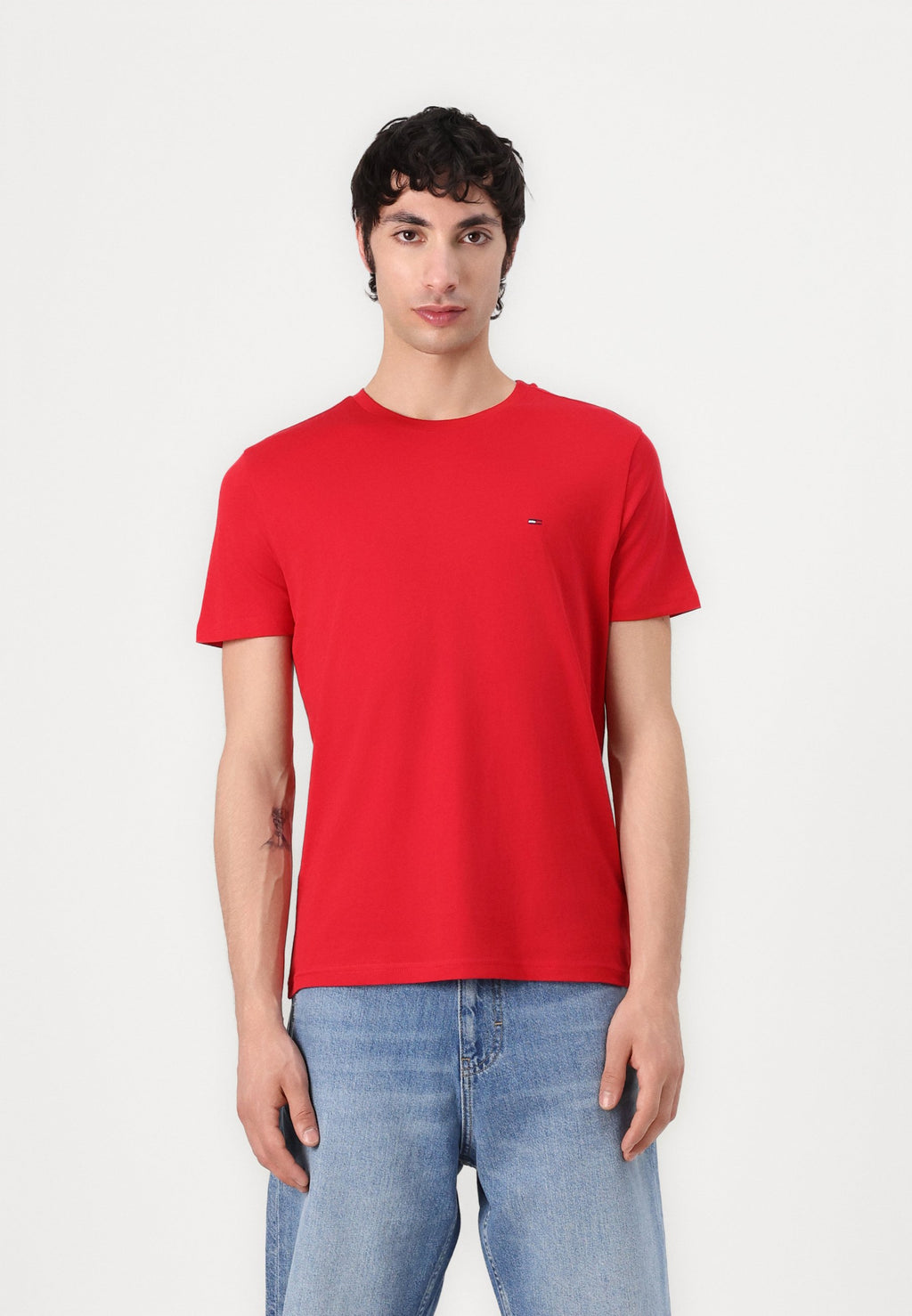 SLIM TEE  - Basic T-shirt - ecru/dark night navy/red