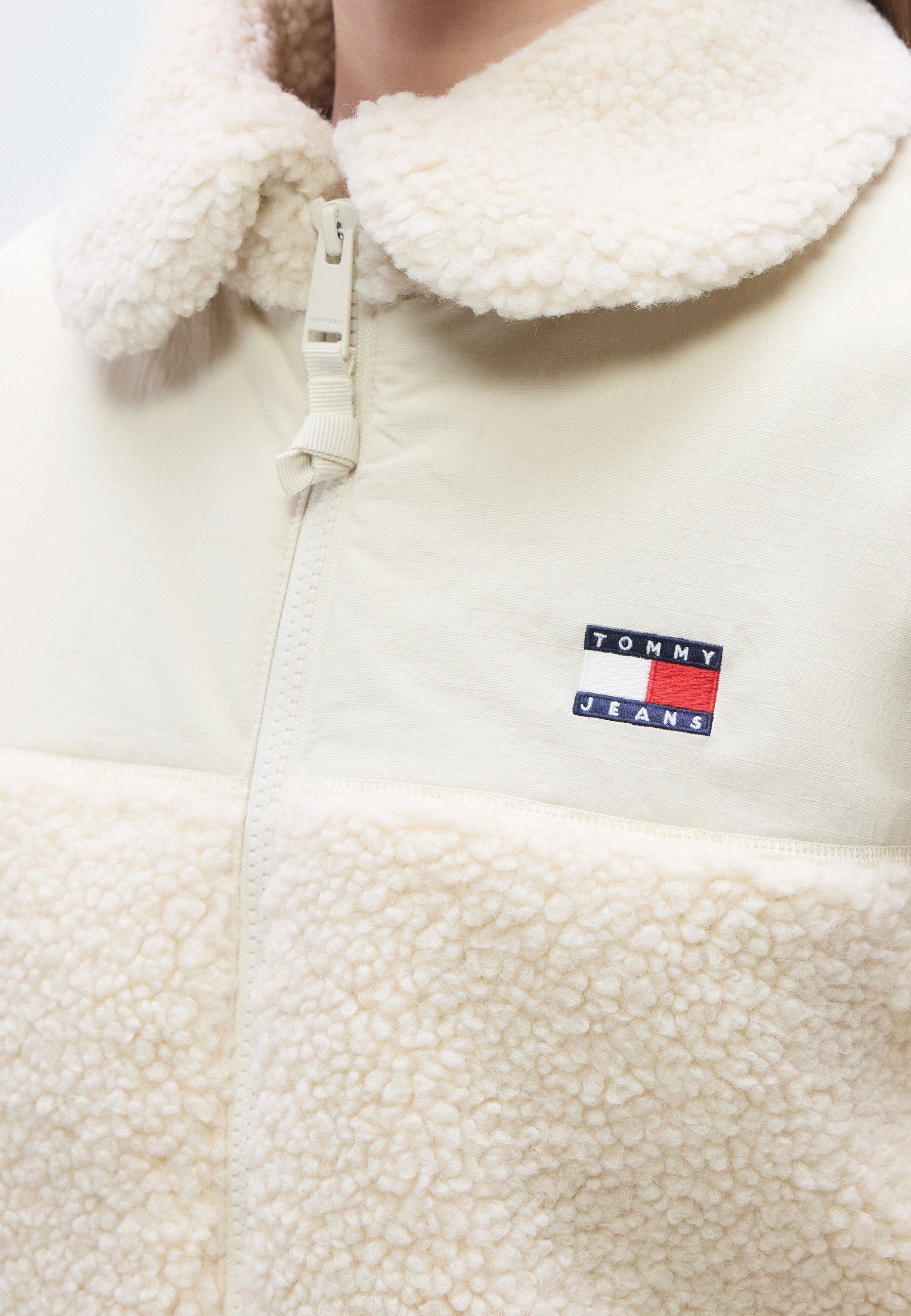 TOMMY BADGE PELÜŞ YAKA CEKET - Hafif ceket - antik beyaz