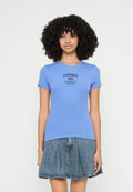 LOGO RIBBED SLIM T-SHIRT - Print T-shirt - light horizon blue