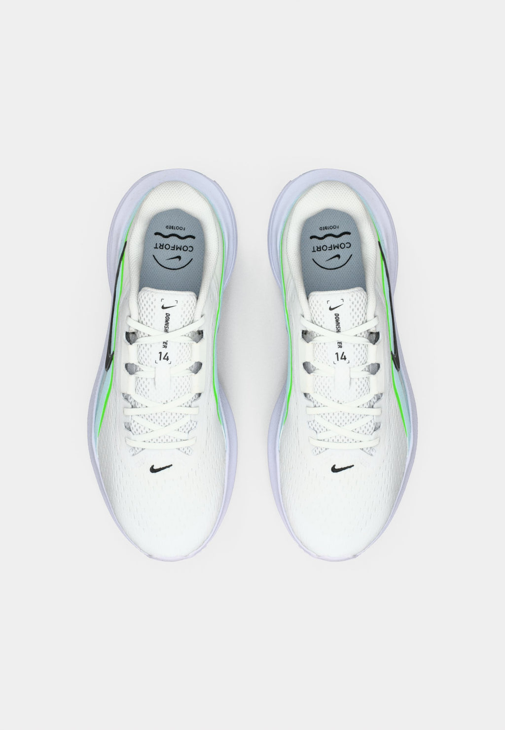 DOWNSHIFTER 14 - Road running shoes - white/black/glacier blue/green strike/anthracite