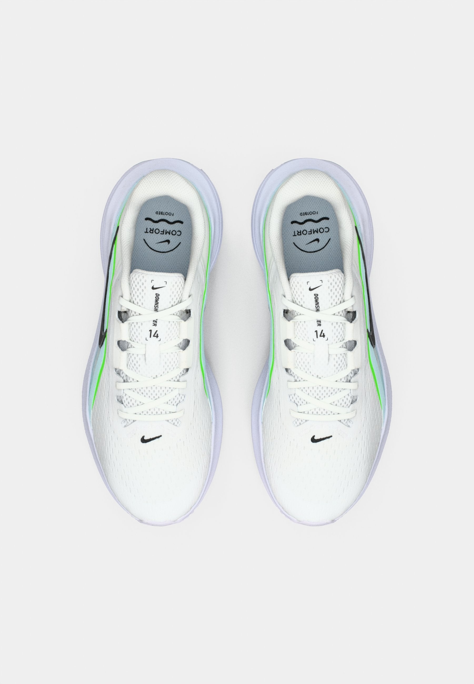 DOWNSHIFTER 14 - Road running shoes - white/black/glacier blue/green strike/anthracite