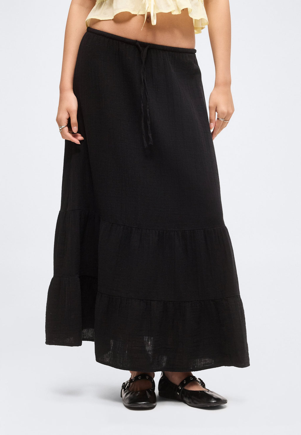 EWAIST SKIRT - Maxi skirt - true black