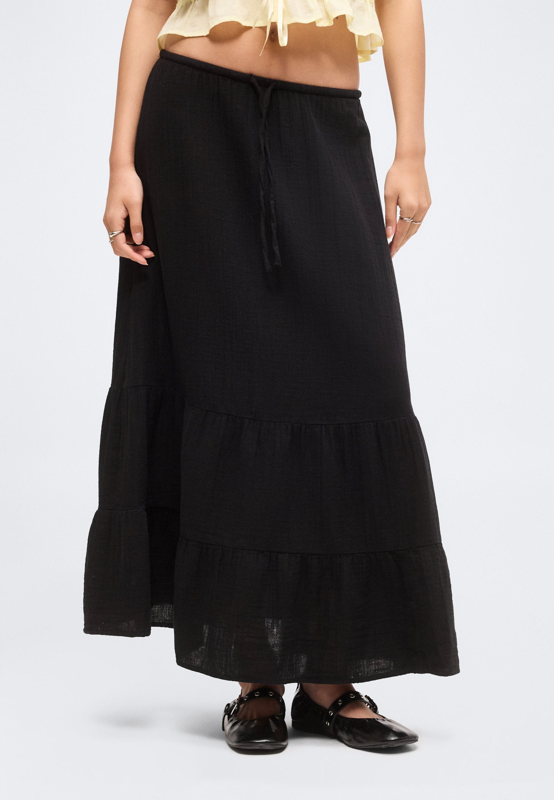 EWAIST SKIRT - Maxi skirt - true black