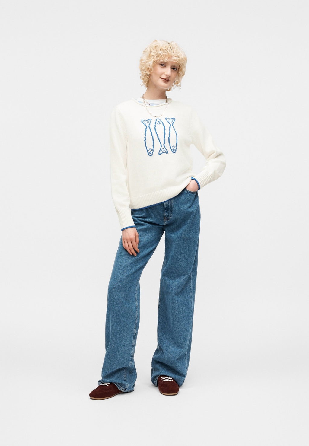 INTARSIA CREW - Jumper - white