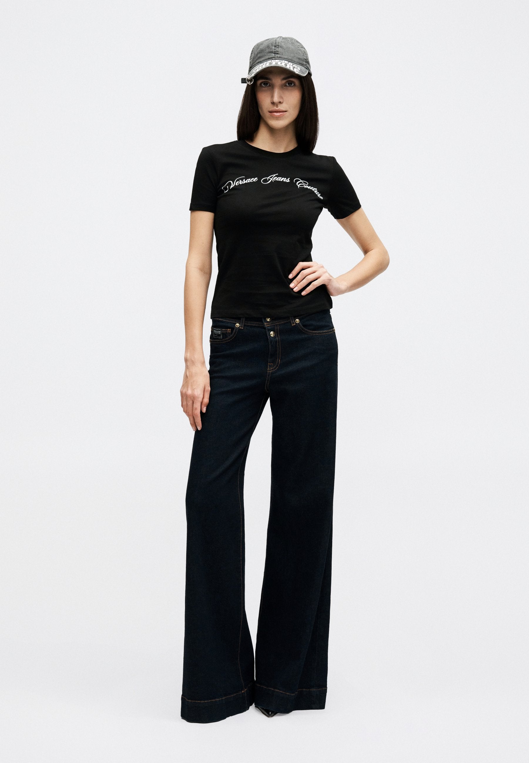 CURSIVE LOGO GLITTER - Basic T-shirt - black