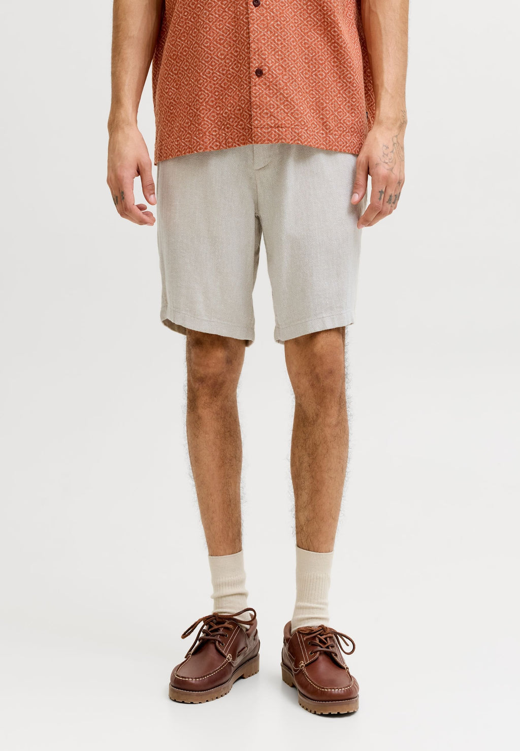 Tapered Fit - Shorts - vetiver detail herringbone