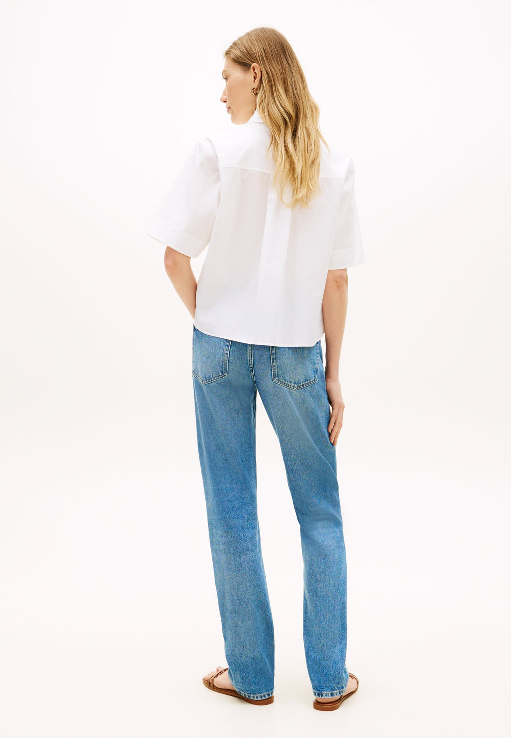 CLASSIC POPLIN SHORT SLEEVE SHIRT - Button-down blouse - th optic white