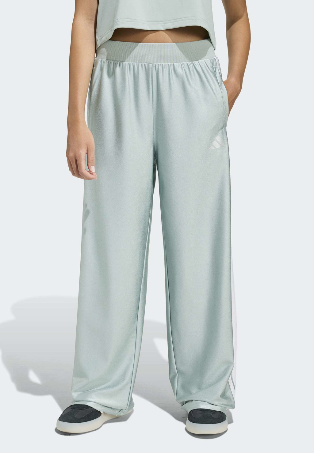 SEASONALS GLAM WIDE LEG PANTS JUNIOR UNISEX - Tracksuit bottoms - sage/silver met