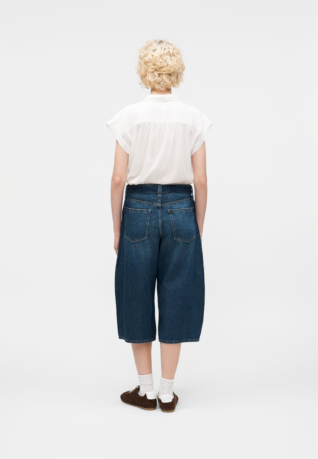 CULOTTE BELT VERA - Denim shorts - dark-blue denim